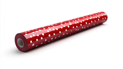 A roll of wrapping paper isolated on a pure white background, realistic lighting and shadow, ideal for cut-out and compositing
