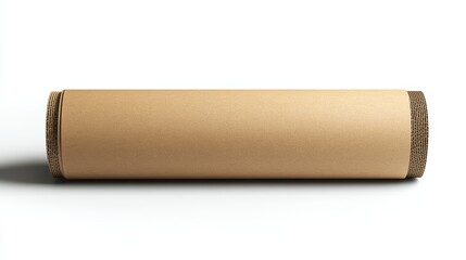 A cardboard tube mailing box isolated on a pure white background, realistic lighting and shadow, ideal for cut-out and compositing
