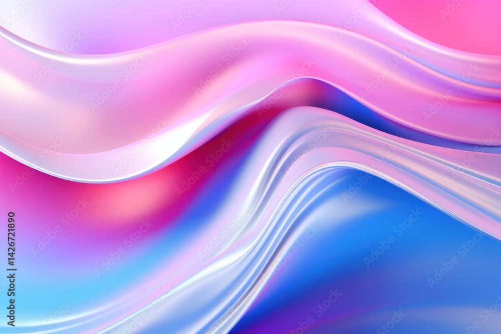 Poster abstract fluid iridescent holographic curved wave in motion colorful gradient design background grap