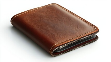 A travel passport holder isolated on a pure white background, realistic lighting and shadow, ideal for cut-out and compositing