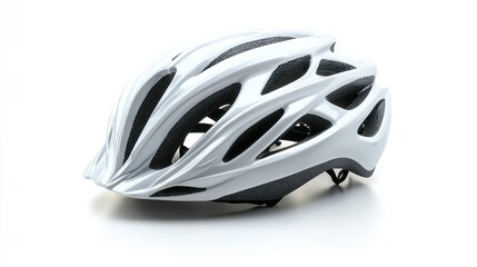 A bicycle helmet isolated on a pure white background, realistic lighting and shadow, ideal for cut-out and compositing