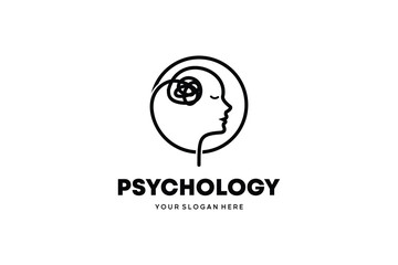 Obraz premium Vector head with abstract lines for psychology logo, mind consulting or therapy services