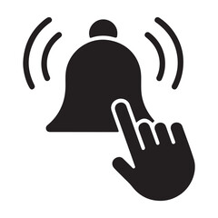 Bell Notification Icon with Hand Click  Alert Reminder Symbol,