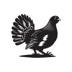 Minimalist Capercaillie bird Silhouette - Capercaillie Vector - Illustration of Capercaillie bird - Black and White Capercaillie bird Design.