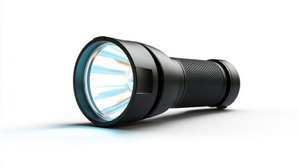A camping headlamp isolated on a pure white background, realistic lighting and shadow, ideal for cut-out and compositing