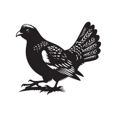 Minimalist Capercaillie bird Silhouette - Capercaillie Vector - Illustration of Capercaillie bird - Black and White Capercaillie bird Design.