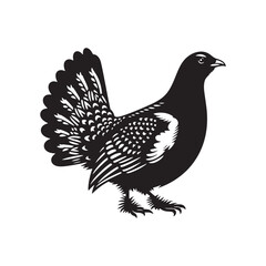 Minimalist Capercaillie bird Silhouette - Capercaillie Vector - Illustration of Capercaillie bird - Black and White Capercaillie bird Design.
