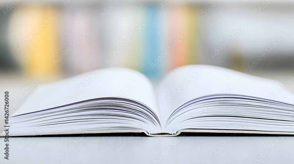 Aufkleber open book on table with blurred background