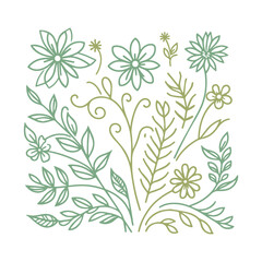 contemporary floral pattern with minimalist blossom outlines and artistic leaf shapes for textile and wrapping paper design

