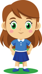 A cute little child with a smile holds a funny bear toy in this charming illustration of childhood funA cute little girl, a smiling child with hair, holds a funny bear toy, a vector art illustration o