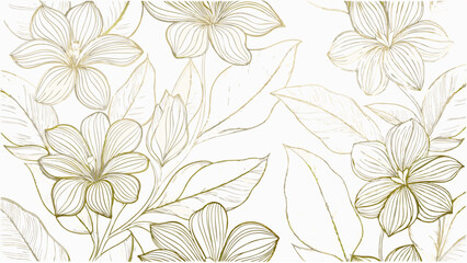 vector art deco floral pattern  gold on white flow.eps