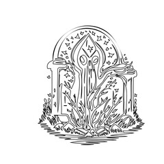 Mystical Portal Line Art Illustration Design