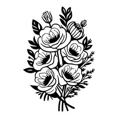 Fototapeta premium Monochrome Floral Bouquet Elegant Artistic Design