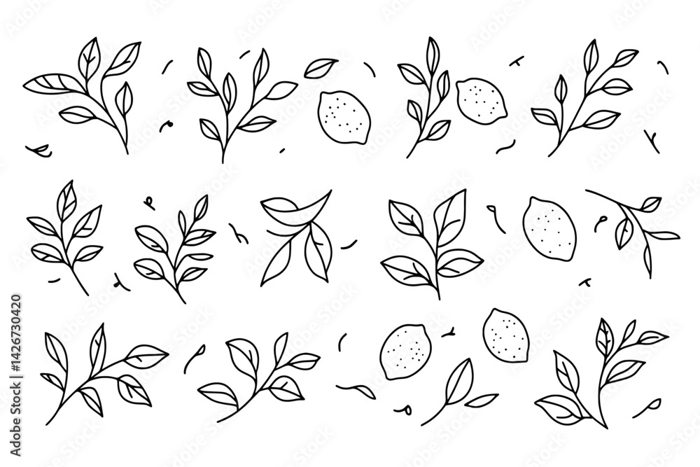 Poster vector illustration of lemon and leaf patterns suitable for various design projects and backgrounds 