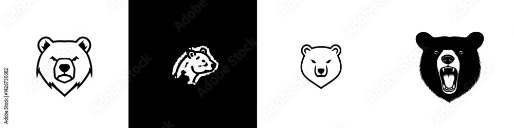 Poster creative vector icons of bears in various styles showcasing unique designs and characteristics in a 