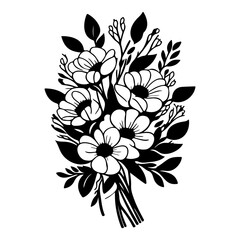 Botanical floral element black and white vector