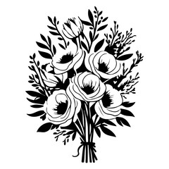 Striking Floral Bouquet in Black and White Design