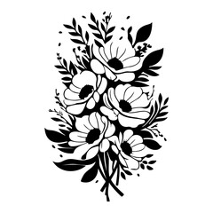 Monochrome Floral Bouquet in Artistic Simplicity