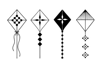 set of Kite silhouette vector illustration