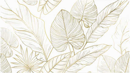 Fototapeta premium vector art deco gold leaves pattern line plant fo (1).eps