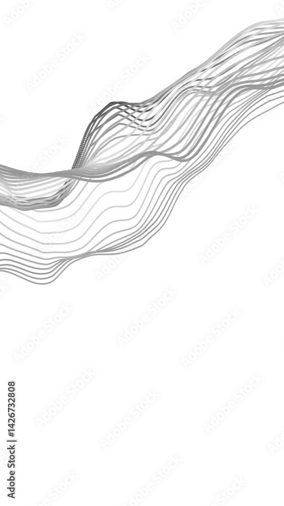 Wall mural white curve lines ,particles dynamice lines
