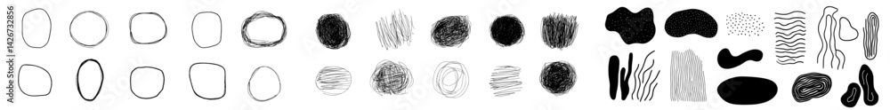 Aufkleber a hand-drawn sketch of circular lines and shapes, created with a pencil or pen, featuring rounded ci