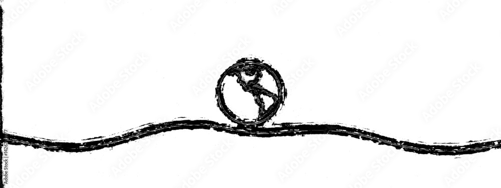 Poster the primary subject of the illustration is a globe, set against a backdrop of a wave, which lends th