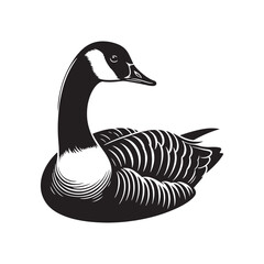 Canada Goose Silhouette - Minimalist Canada Goose Vector - Illustration of Canada Goode Bird - Black and White Canada Goose Art.