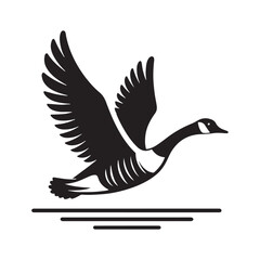 Obraz premium Canada Goose Silhouette - Minimalist Canada Goose Vector - Illustration of Canada Goode Bird - Black and White Canada Goose Art.