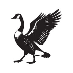 Canada Goose Silhouette - Minimalist Canada Goose Vector - Illustration of Canada Goode Bird - Black and White Canada Goose Art.