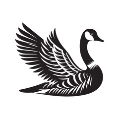 Canada Goose Silhouette - Minimalist Canada Goose Vector - Illustration of Canada Goode Bird - Black and White Canada Goose Art.