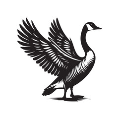 Canada Goose Silhouette - Minimalist Canada Goose Vector - Illustration of Canada Goode Bird - Black and White Canada Goose Art.