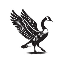 Canada Goose Silhouette - Minimalist Canada Goose Vector - Illustration of Canada Goode Bird - Black and White Canada Goose Art.
