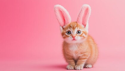 Festive Easter Cat Sporting Rabbit Ears - A Charming Easter Screensaver Perfect For Celebrating The Holiday Season With A Touch Of Whimsical Fun.