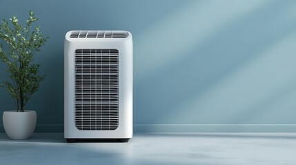 A portable air conditioner unit isolated on a pure white background, realistic lighting and shadow, ideal for cut-out and compositing