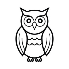 Fototapeta premium Simple black and white owl illustration for coloring books and design projects