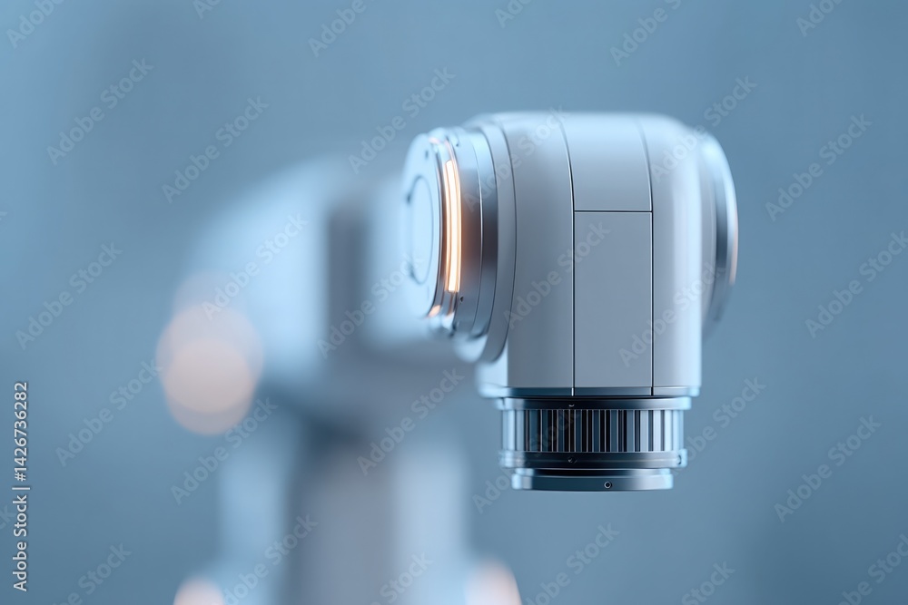 Poster close-up of advanced robotic arm assembly in modern factory setting