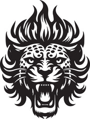 Roaring Cheetah Vector – Tribal Wild Cat Head Tattoo & Logo Design