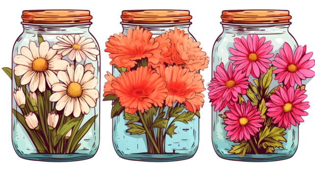 Hand-drawn Vector Illustration of a Jar of Flowers Sketch for Design Projects