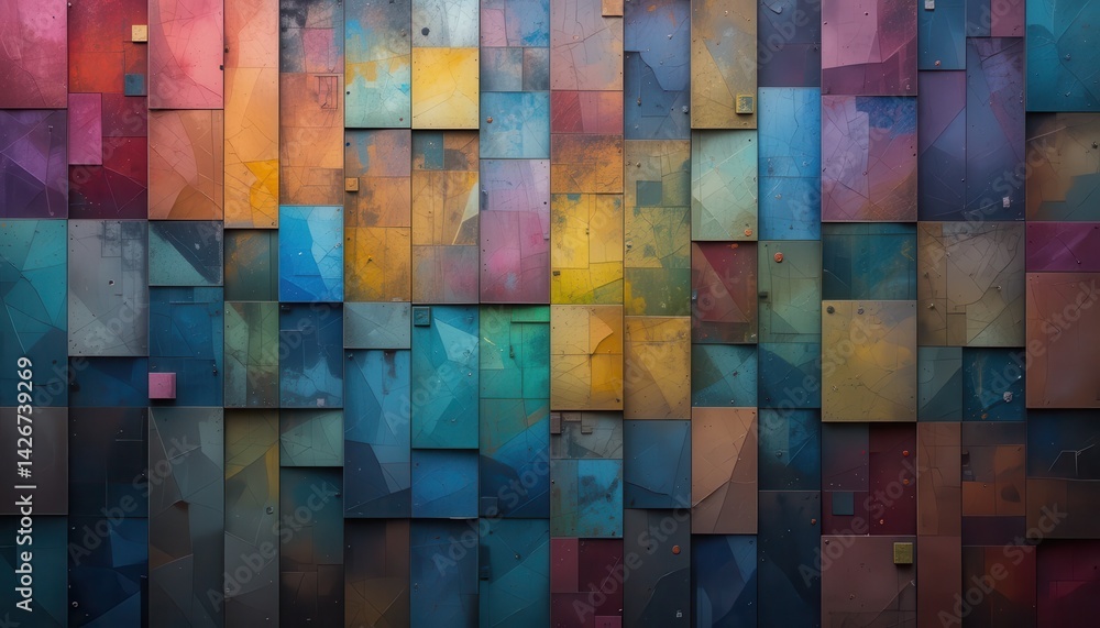 Poster abstract colorful blocks mosaic texture art backdrop