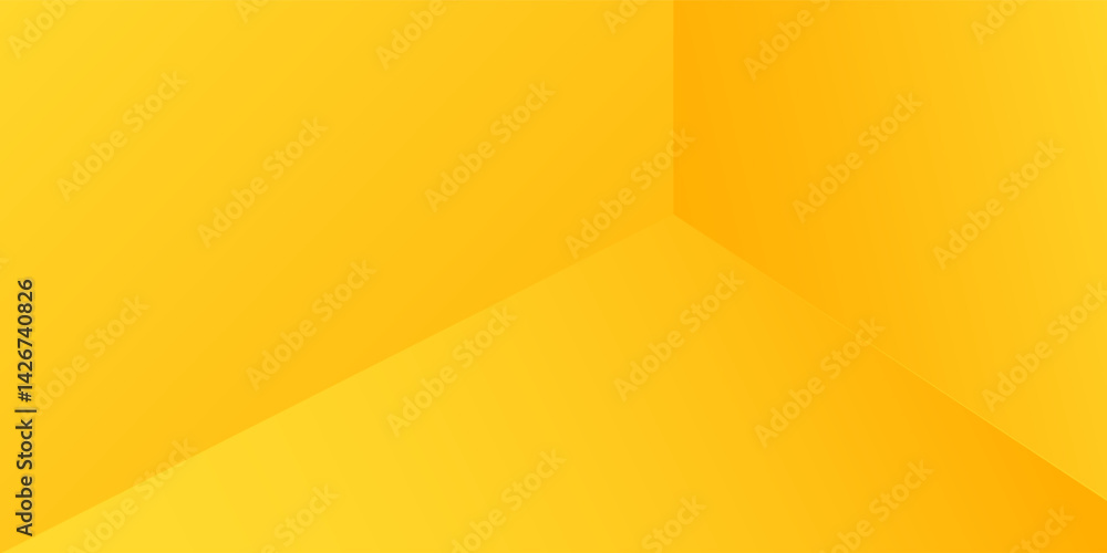 Poster yellow abstract background with gradient in empty space studio, yellow empty space studio gradient u