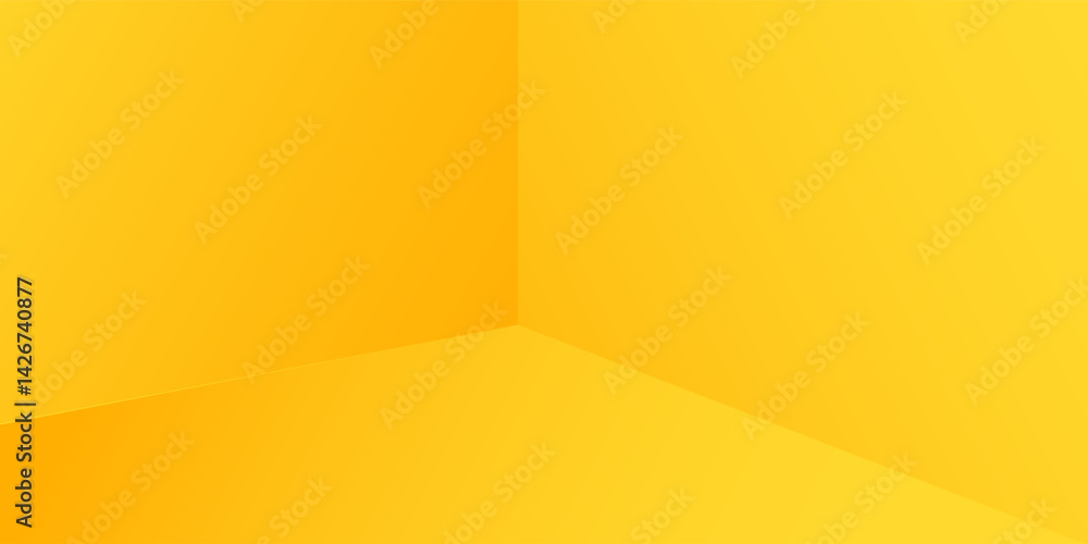 Poster yellow abstract background with gradient in empty space studio, yellow empty space studio gradient u