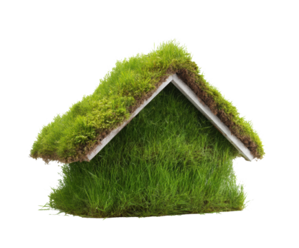 Eco-friendly design concept featuring a house made of grass