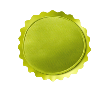 Bright green circular badge for branding and design purposes