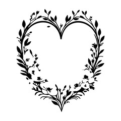 Floral Heart Vector Ornament Isolated on White