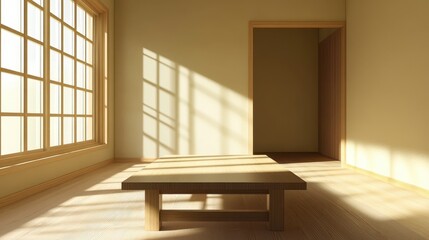 A clean and minimalistic view of a school study room, featuring simple furnishings and a sparse background, designed to create a focused and uncluttered environment for studying.