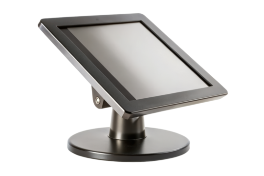 Touchscreen POS monitor for retail checkout system isolated on a transparent background