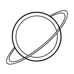 Simple black and white planet with rings illustration suitable for space or science projects © Sumon