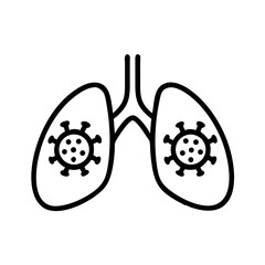 Infected Lungs with Virus Symbol Icon Design