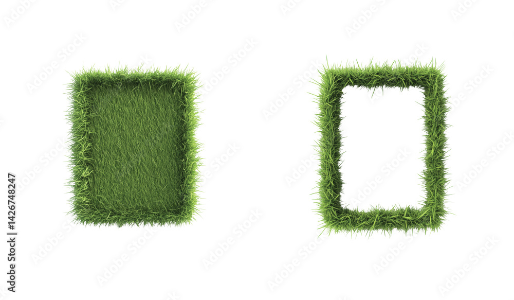 Aufkleber rectangular frames covered in lush green grass in various arrangements and styles